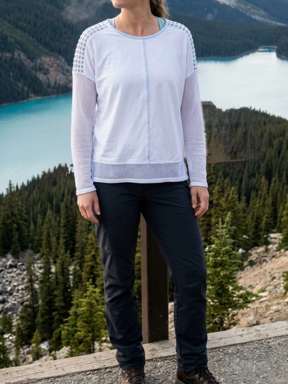 Picadilly Canada White Mesh Mixed Media Top M 2018
